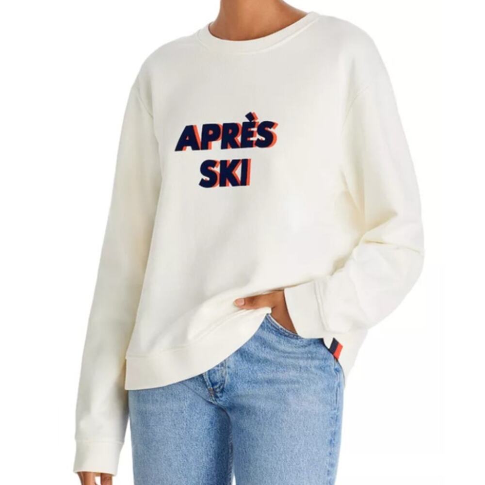 KULE The Raleigh Apres Ski Sweatshirt XS Cream Graphic Crewneck Pullover Top